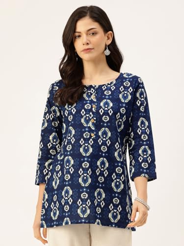 Image of feranoid Printed Top with Round Neck & 3 /4 Sleeves (S-XXL)