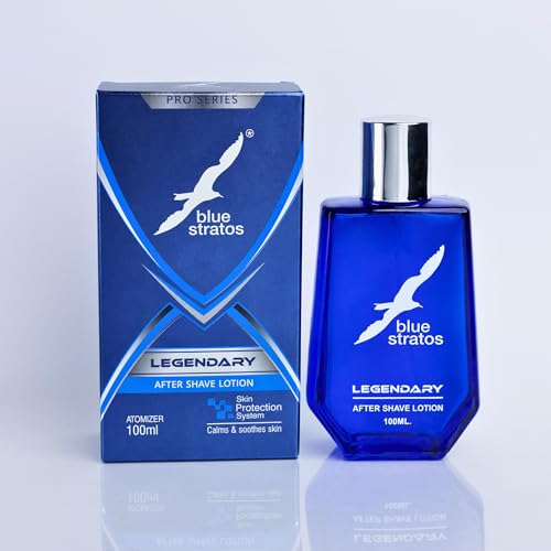 Image of Blue Stratos Legendary After Shave Lotion 100 ml | Skin Repair After Shave lotion For Cooling & immediate Relief | calms and soothes skin | Daily Use Aftershave Lotion for Men.