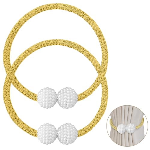 Image of 2Pack Magnetic Curtain Tiebacks, Curtain Tiebacks Buckles Holdbacks Holder Hooks Clip,Decorative Drape Handmade Curtain Tie Back(Gold)