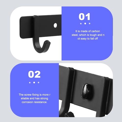 Xingwenhao Kleiderhaken, 2 Stk. Hakenleiste Garderobenleiste, Garderobenhaken mit 4 Haken, Wandgarderobe, Mehrzweckhaken Schwarz für Garderobe Schlafzimmer Schrank Badezimmer Küche
