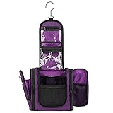 WANDF Expandable Toiletry Bag Dopp Kit TSA Approved Bottles Water Resistant Nylon, Purple