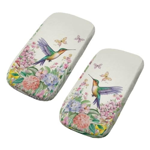 YUVAMAGIMO Spring Hummingbird Armrest Covers - Seasonal Garden Bird & Flower Art, Refreshing Upgrade for Home Office Chair, Provides All-Day Forearm Comfort & Support