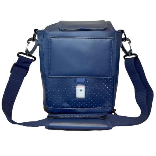 Image of Lamed Leather Shoulder Bag for Inogen One G5 & Rove 6 - Case Fits Single & Double Battery - NAVY