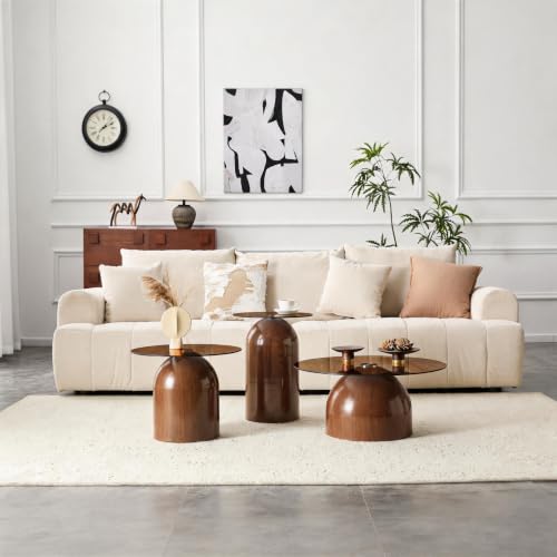 Table basse en verre noyer empilable pour optimiser l'espace des petits salons