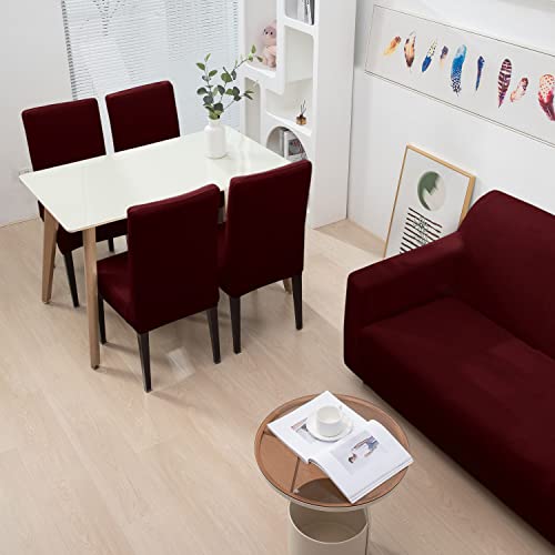 Image of HOKIPO 200 GSM Premium Velvet Sofa Cover 3 Seater Fully Covered, Burgundy (AR-4738-BRGN)