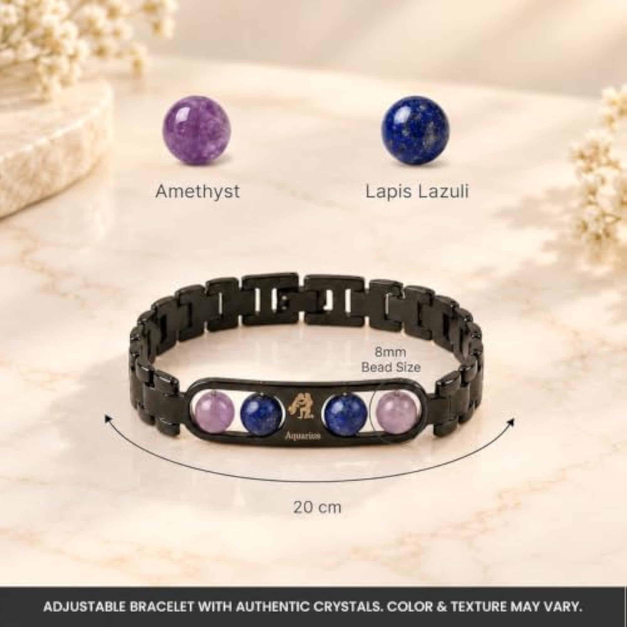 Aquarius Zodiac Bracelet for Men & Women, Adjustable Gift