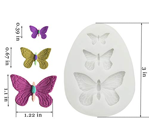 2 pcs Butterfly Silicone Molds,Mini Butterfly Fondant Chocolate Baking Mold Tool for Cake Decorating Polymer Clay, Wax, DIY Sugar Crafts - Thumbnail 2