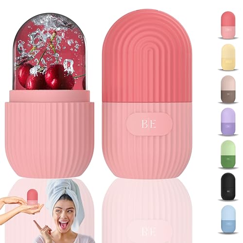 B-E ® Ice Roller | Rodillo Facial Hielo Silicona | Ice Roller Facial | Hielo Para la Cara Reutilizable | Skin Roller para Ojeras, Arrugas y Elasticidad (ROSADO)