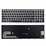 SUNMALL Replacement Keyboard Compatible with HP EliteBook 755 G5 850 G5 855 G5 750 G6 850 G6.Zbook 15u G5 Zbook 15u G6 (Not for Zbook 15 G5) with Pointer Silver Frame (No Backlight)