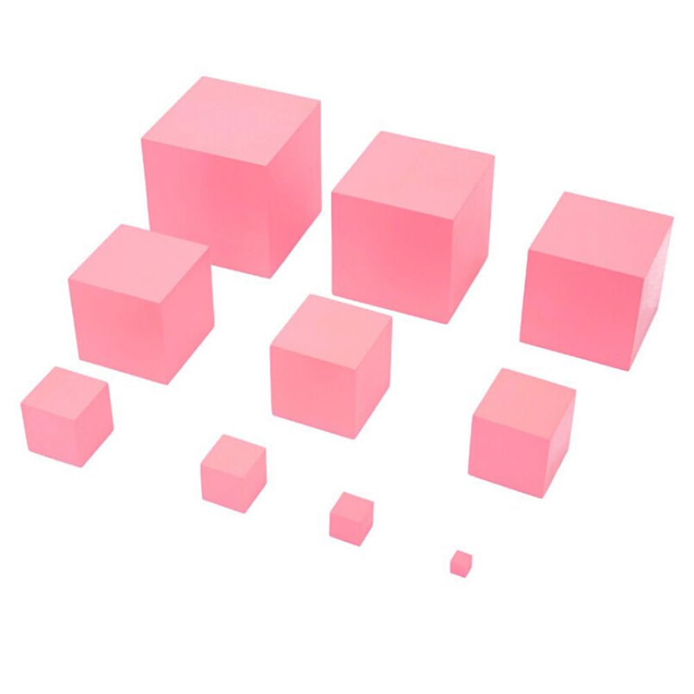 VICASKY Juguetes Montessori y Conceptos Matemáticos Torre Rosa 10 Piezas de Madera Natural para Desarrollar Discriminación Visual para Niños en Aprendizaje Montessori
