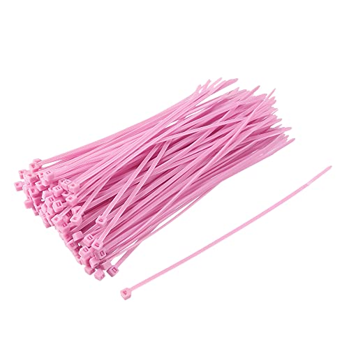 uxcell 120pcs Cable Zip Ties 6 Inch x 0.1 Inch Self-Locking Nylon Tie Wraps Pink