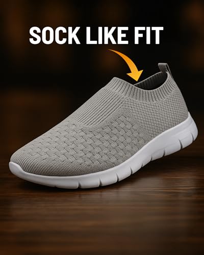 Image of Kraasa Tread Walking Shoes for Men | Knitted Slip-On Sneakers
