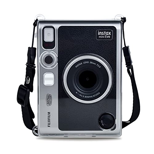 Instax Mini EVO Case,MUZIRI KINOKOO Mini EVO Camera Case Clear Compatible for Fuji Instax Mini EVO Camera with Adjustable Shoulder Strap Transparent