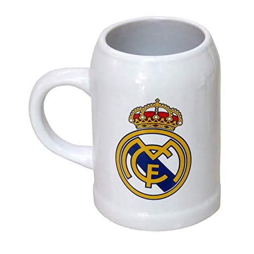 Real Madrid, Jarra de Cerveza, Capacidad 400 ml, Producto Oficial Real Madrid, Color Blanco (CyP Brands)