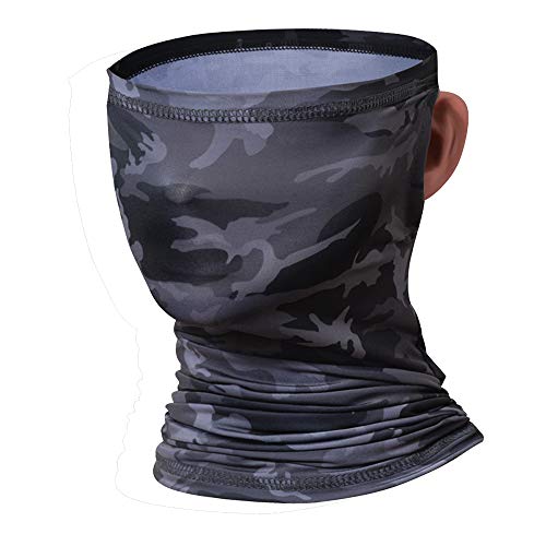 HamLen Elastic Neck Gaiter Scarf Ice Silk Fabric unisex-adult Headwear Neck Mask for Outdoor Sun Wind Dust Bandana Balaclava (Camouflage black)