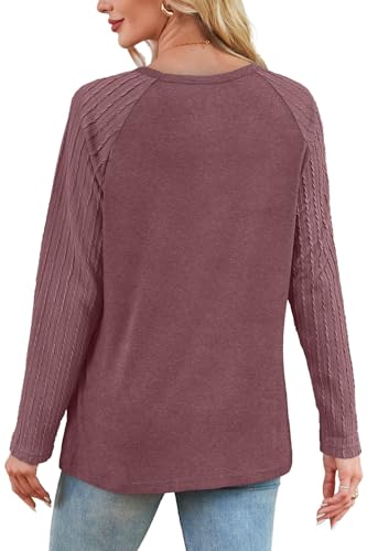 Image of OFEEFAN Long Sleeve Shirts for Womens Fall Fashion 2026 Crewneck Oversized Sweatshirt Tunic Tops to Wear with Leggings