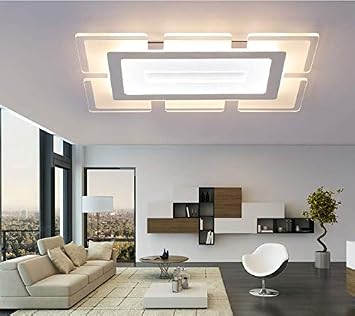 LITFAD Rectangular LED Flush Light Minimalist Acrylic Ultrathin Ceiling Lamp, Modern Pandent Light for Dinning Room Bedroom Living Room - 23.5" Length, Warm Light