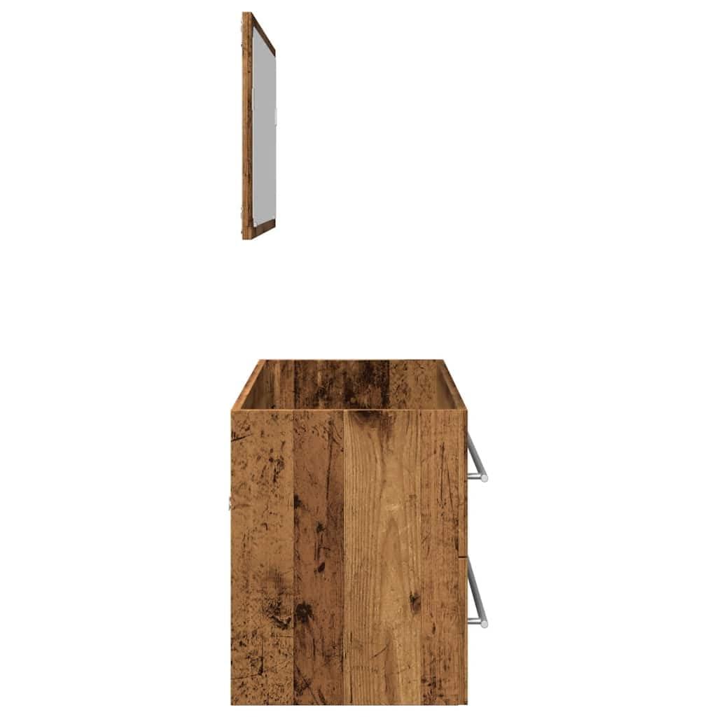 Set di mobili da bagno in legno invecchiato, 2 pezzi