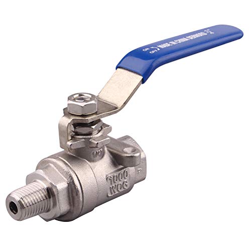 DERNORD Full Port Ball Valve 1/4 Inch - Male x Female Stainless Steel 304 Heavy Duty for Water, Oil, and Gas,1000WOG (1/4 Inch NPT)
