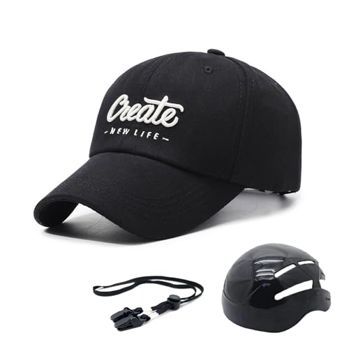 自転車 ヘルメット メンズ レディース 帽子型 小顔効果 おしゃれ UVカット CE認証 アウトドア 通学 通勤 山に登る 買い物 街をぶらつく 旅行 釣り 軽量 耐衝撃 内蔵 簡易ヘルメット あご紐付き 54-62CM