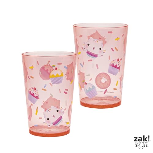 Image of Zak Designs DreamWorks Gabby's Dollhouse Nesting Tumbler Set for At Home, 14.5oz Non-BPA Plastic Cups, 4-Pack (Gabby, Pandy Paws, Cakey Cat, Mercat, Kitty Fairy, Baby Box)