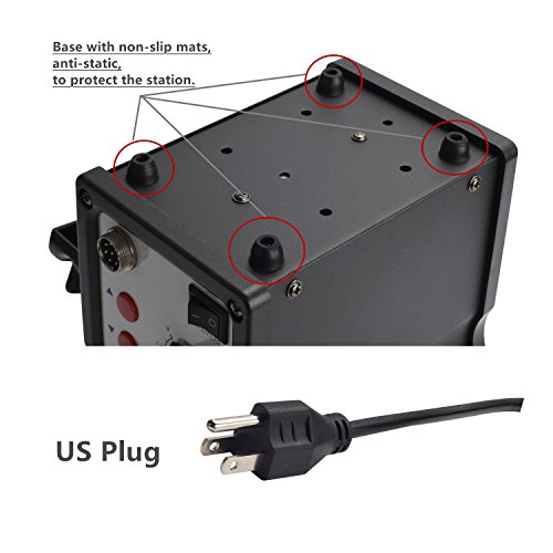 TXINLEI 8586 110V Solder Station, 2 in 1 Digital Display SMD Hot Air Rework Station and Soldering Iron, 12pcs Different Soldering Tips,Solder Wire,Tweezers,Desoldering Pump,700W 480℃