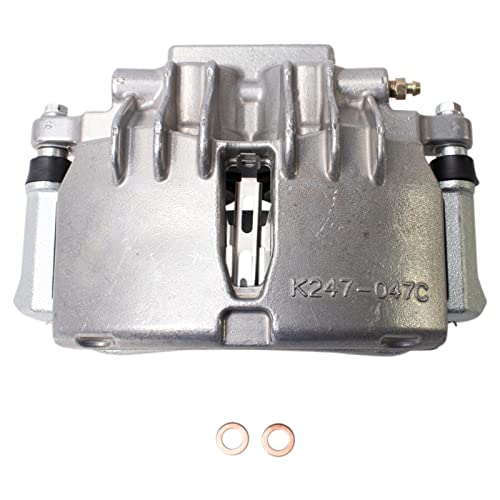 Image of TRQ Front Driver and Passenger Side Brake Caliper Set Caliper Brackets Hardware Compatible with 03-04 Ford Mustang GT 03-04 Mustang Base Model