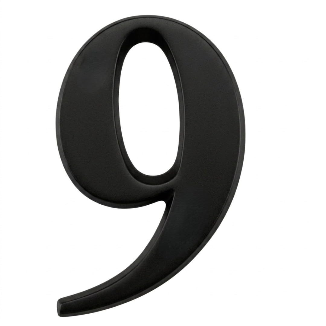 3" Self Adhesive Door Number, Times Roman, Black, 9