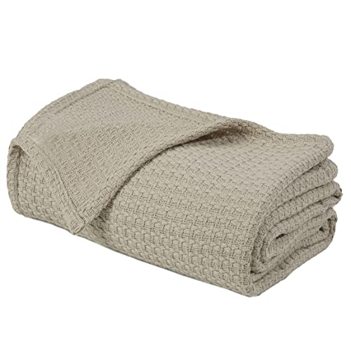 Hillfair 100% Cotton Throw Blankets- 50 X 60 Inch- Skin Friendly, Soft, Lightweight And Breathable Throw Blanket Luxury Cotton Throws For Bed, Couch And Sofa, All Season Cotton Throw Blankets- Sand #TOP5