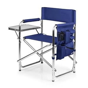 ONIVA – a Picnic Time brand – Sports Chair with Side Table, Beach Chair, Camp Chair for Adults, (Navy Blue)