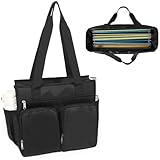 WOMACO File Tote Bag with Handle, Portable Hanging File Folder Organizer Work Bag with Zipper, Document Organizer Box for Letter Size File Folder (Black, Medium)