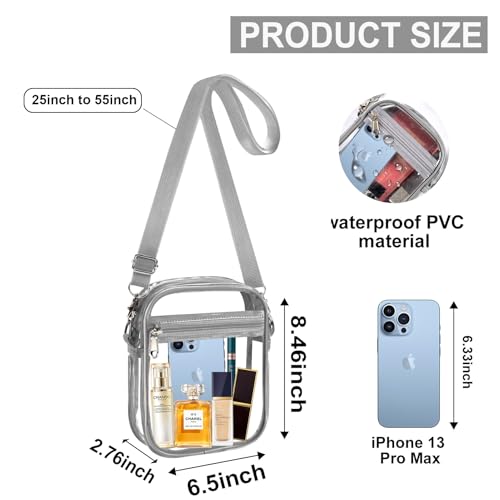 Image of Fibrdoo Clear Crossbody Purse Bag, Clear Bag Stadium Approved with Front Pocket for Concerts Sports Festivals