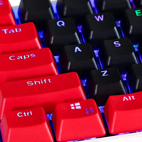 Image of GTSP Red and Black Keycaps 60% Percent PBT Key Cap Set with 6.25U Space Key for Cherry MX Gateron Kailh Switches Gaming Keyboard (Only keycaps)