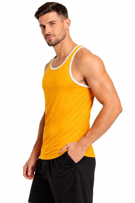 Men's Vest White Poly Cotton Round Neck-image-46