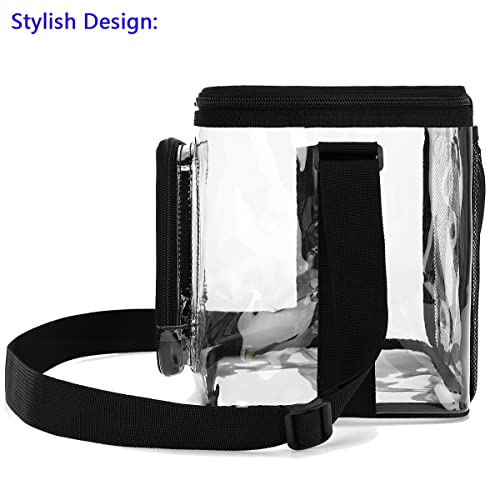 Flowfly Stadium Approved Clear Insulated Reusable Lunch Bag Adult Large Lunch Box For Women And Men With Adjustable Shoulder Strap,Front Zipper Pocket And Dual Large Mesh Side Pockets,Clear #TOP7