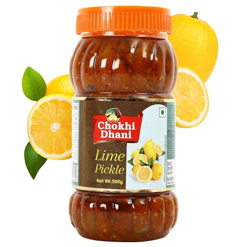 Image of Chokhi Dhani Spicy Lime Pickle Pack of 2 (500g Each) | Nimbu Achar | Oil Free Lemon Pickle | No Onion No Garlic | Tangy & Spicy Indian Pickle | Homemade Taste