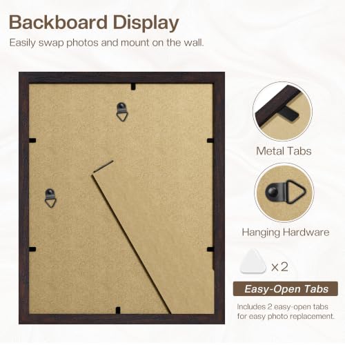 Image of Picrit 8x10 Picture Frame 3 Pack, Wall Mount & Tabletop Display, Walnut