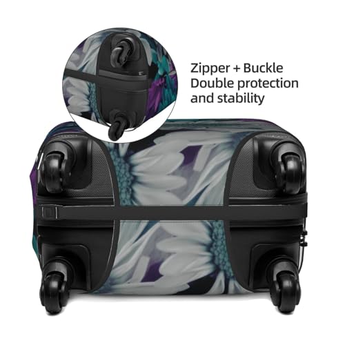 Purple And Teal Flowers Print Luggage Suitcase Covers Elastic Washable Luggage Protector Luggage Covers For Suitcase4