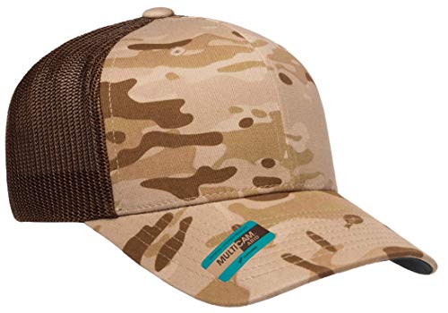 Image of Flexfit Trucker Mesh Fitted Cap | 6-Panel, Mid-Profile, Stretchable Mesh Backing, Flexfit Sweatband, Curved Visor, Silver Undervisor