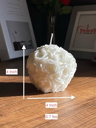 Decorative Flower Rose Scented Candle -Valentine's Day Hugging Love Soy Wax Hanmade Body Home Decor Bubble Cube Aromatherapy Jar Tealight Candle(White)