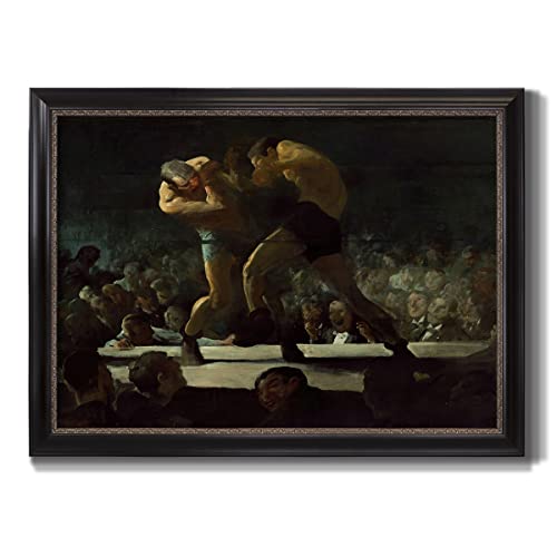 Renditions Gallery Canvas Wall Art Home Decorations Club Night Abstract Art Wall Hanging Prints by George Bellows for Bedroom Dining Living Room Office Home Kitchen Wall Decor - 29X41 - Ebony & Gold Framed - LT499