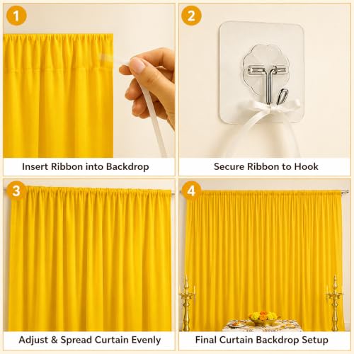 Image of SpecialYou Ganpati Decoration Setup for Home with White & Yellow(7*3.5 ft) curtains, Varalakshmi Pooja Decoration Items, Backdrop Cloth for Decorations Pooja, Mandir Decorations Items for Home- 9Pcs