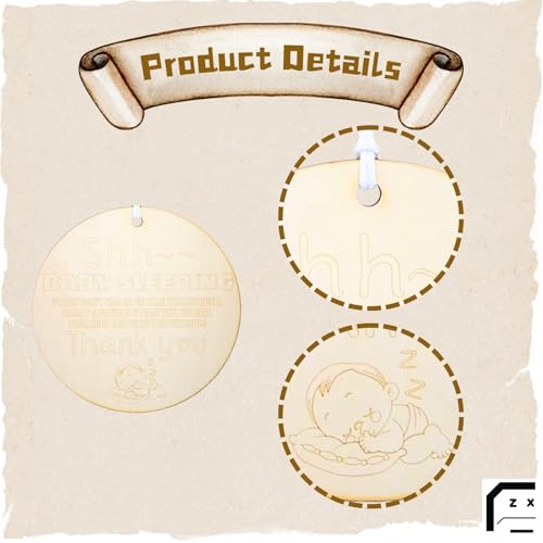 Image of Shhh Baby Sleeping Wooden Hanging Sign for Front Door, Please Do Not Knock Or Ring Doorbell Sign, Door Hanger for Outdoor Outside Porch, Kids Room Decor，Baby Sleeping Door Sign