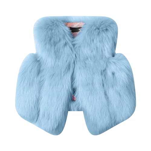 Kids Girls Faux Furry Vest Coat Waistcoat Thick Warm Sleeveless Furry Jacket Cardigans Toddler Fuzzy Fashion