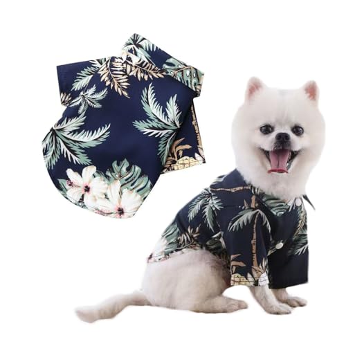 LHYZ PARK Hawaiian Beach Print Pet Dog Cat T-Shirts Cute for Small to Medium Dog Cats Cool Summer Vest Camp Shirt Clothes (Black, M)
