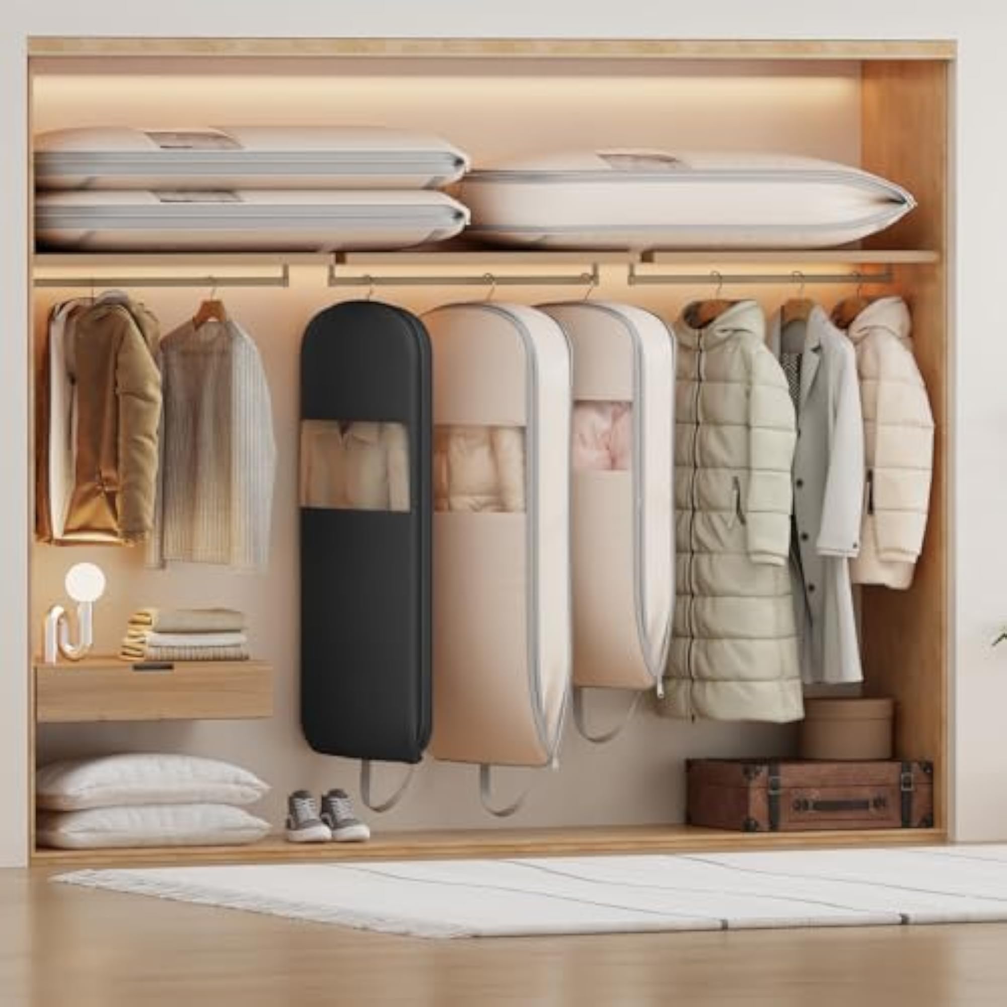 4 Pack 43" Space Saving Garment Bags for Hanging Clothes