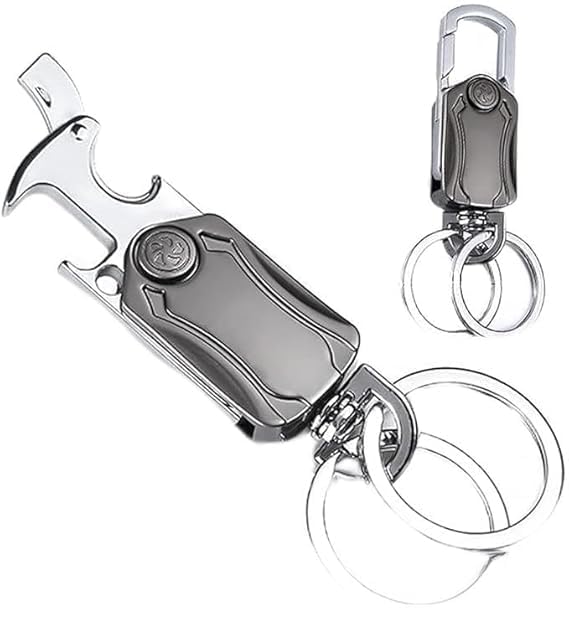 Image of Metal Keychain with Carabiner Clip | Portable Key Ring Holder | Heavy Duty Key chain Charm | Everyday Carry Key Accessory for Men Women | Gift for Car & Bike Keys