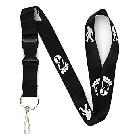 Vinylcation Bigfoot Lanyard Keychain and ID Holder with Detachable, Breakaway Buckle for Keys or Badge - Durable Polyester - Sasquatch Novelty Necklace (Black) Cover