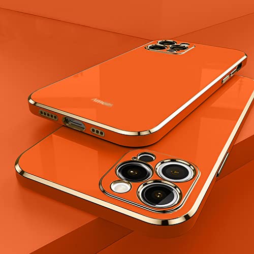 Coque iPhone 14 Pro Max carrée orange en silicone souple antichoc