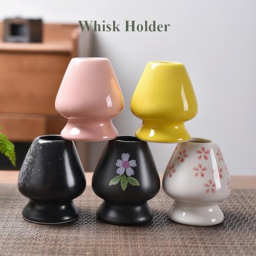 Apingjenz Matcha Whisk Holder Ceramic Stand for Bamboo Matcha Chasen Japanese Tea Set Accessory (Pink)